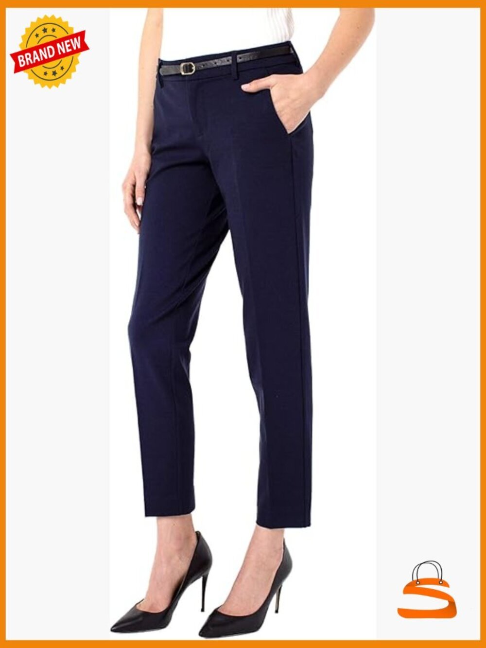 Slim Leg Trousers Super Stretch Ponte Knit Mid Rise Skinny Slacks